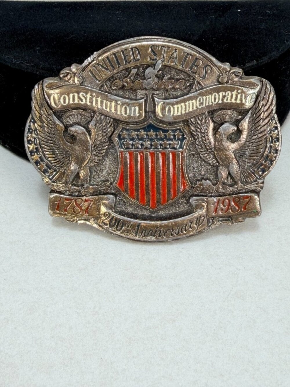 1987 US Constitution Bicentennial Belt Buckle Limited Edition Heritage USA